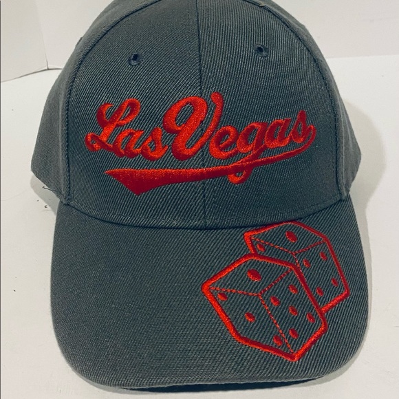 New Las Vegas Baseball Adjustable Hat Dice Embroidered Red Gray Koskash Headwear - Picture 1 of 6